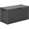 image:imageYITAHOME Large Deck Box 120 Gallon Resin Outdoor Storage Box wSlideLocking Black Lid Patio Storage Bin for Outdoor Pillows Garden Tools and Pool Supplies Waterproof Lockable GrayishWhiteDark Gray