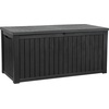 image:imageYITAHOME Large Deck Box 120 Gallon Resin Outdoor Storage Box wSlideLocking Black Lid Patio Storage Bin for Outdoor Pillows Garden Tools and Pool Supplies Waterproof Lockable GrayishWhiteBlack