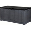 image:imageYITAHOME Large Deck Box 120 Gallon Resin Outdoor Storage Box wSlideLocking Black Lid Patio Storage Bin for Outdoor Pillows Garden Tools and Pool Supplies Waterproof Lockable GrayishWhiteDark Gray