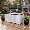 image:imageYITAHOME Large Deck Box 120 Gallon Resin Outdoor Storage Box wSlideLocking Black Lid Patio Storage Bin for Outdoor Pillows Garden Tools and Pool Supplies Waterproof Lockable GrayishWhiteGrayishWhite
