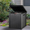 image:imageYITAHOME Large Deck Box 120 Gallon Resin Outdoor Storage Box wSlideLocking Black Lid Patio Storage Bin for Outdoor Pillows Garden Tools and Pool Supplies Waterproof Lockable GrayishWhiteBlack