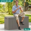 image:imageYITAHOME Large Deck Box 120 Gallon Resin Outdoor Storage Box wSlideLocking Black Lid Patio Storage Bin for Outdoor Pillows Garden Tools and Pool Supplies Waterproof Lockable GrayishWhiteTaupe