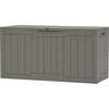 image:imageYITAHOME Large Deck Box 120 Gallon Resin Outdoor Storage Box wSlideLocking Black Lid Patio Storage Bin for Outdoor Pillows Garden Tools and Pool Supplies Waterproof Lockable GrayishWhiteTaupe
