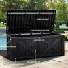 image:imageYITAHOME Large Deck Box 120 Gallon Resin Outdoor Storage Box wSlideLocking Black Lid Patio Storage Bin for Outdoor Pillows Garden Tools and Pool Supplies Waterproof Lockable GrayishWhiteBlack