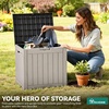 image:imageYITAHOME Large Deck Box 120 Gallon Resin Outdoor Storage Box wSlideLocking Black Lid Patio Storage Bin for Outdoor Pillows Garden Tools and Pool Supplies Waterproof Lockable GrayishWhiteTaupe