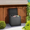 image:imageYITAHOME Large Deck Box 120 Gallon Resin Outdoor Storage Box wSlideLocking Black Lid Patio Storage Bin for Outdoor Pillows Garden Tools and Pool Supplies Waterproof Lockable GrayishWhiteBlack