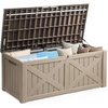 image:imageYITAHOME Large Deck Box 120 Gallon Resin Outdoor Storage Box wSlideLocking Black Lid Patio Storage Bin for Outdoor Pillows Garden Tools and Pool Supplies Waterproof Lockable GrayishWhiteTaupe