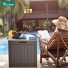 image:imageYITAHOME Large Deck Box 120 Gallon Resin Outdoor Storage Box wSlideLocking Black Lid Patio Storage Bin for Outdoor Pillows Garden Tools and Pool Supplies Waterproof Lockable GrayishWhiteTaupe