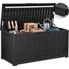 image:imageYITAHOME Large Deck Box 120 Gallon Resin Outdoor Storage Box wSlideLocking Black Lid Patio Storage Bin for Outdoor Pillows Garden Tools and Pool Supplies Waterproof Lockable GrayishWhiteBlack