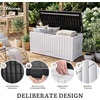 image:imageYITAHOME Large Deck Box 120 Gallon Resin Outdoor Storage Box wSlideLocking Black Lid Patio Storage Bin for Outdoor Pillows Garden Tools and Pool Supplies Waterproof Lockable GrayishWhiteGrayishWhite