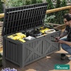image:imageYITAHOME Large Deck Box 120 Gallon Resin Outdoor Storage Box wSlideLocking Black Lid Patio Storage Bin for Outdoor Pillows Garden Tools and Pool Supplies Waterproof Lockable GrayishWhiteDark Gray