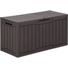 image:imageYITAHOME Large Deck Box 120 Gallon Resin Outdoor Storage Box wSlideLocking Black Lid Patio Storage Bin for Outdoor Pillows Garden Tools and Pool Supplies Waterproof Lockable GrayishWhiteDark Brown