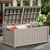 image:imageYITAHOME Large Deck Box 120 Gallon Resin Outdoor Storage Box wSlideLocking Black Lid Patio Storage Bin for Outdoor Pillows Garden Tools and Pool Supplies Waterproof Lockable GrayishWhiteTaupe