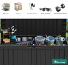 image:imageYITAHOME Large Deck Box 120 Gallon Resin Outdoor Storage Box wSlideLocking Black Lid Patio Storage Bin for Outdoor Pillows Garden Tools and Pool Supplies Waterproof Lockable GrayishWhiteBlack