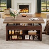image:imageYITAHOME Lift Top Coffee Table Set with Storage Ottoman Bench amp Wheels 4 in 1 Convertible Dinning Center Tables with Hidden Compartment Farmhouse Coffee Tables for Living Room Furniture Brown TopWalnut