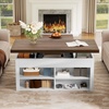 image:imageYITAHOME Lift Top Coffee Table Set with Storage Ottoman Bench amp Wheels 4 in 1 Convertible Dinning Center Tables with Hidden Compartment Farmhouse Coffee Tables for Living Room Furniture Brown TopBrown Top