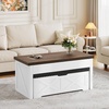image:imageYITAHOME Lift Top Coffee Table Set with Storage Ottoman Bench amp Wheels 4 in 1 Convertible Dinning Center Tables with Hidden Compartment Farmhouse Coffee Tables for Living Room Furniture Brown TopBrown Top
