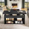 image:imageYITAHOME Lift Top Coffee Table Set with Storage Ottoman Bench amp Wheels 4 in 1 Convertible Dinning Center Tables with Hidden Compartment Farmhouse Coffee Tables for Living Room Furniture Brown TopBlack