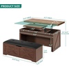 image:imageYITAHOME Lift Top Coffee Table Set with Storage Ottoman Bench amp Wheels 4 in 1 Convertible Dinning Center Tables with Hidden Compartment Farmhouse Coffee Tables for Living Room Furniture Brown TopWalnut