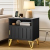 image:imageYITAHOME Nightstand Set of 2 Metal Fluted End Table with Charging Station Night Stand for Bedroom Small Bedside Tables Modern Side Tables Set of 2 BlackBlack