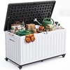 image:imageYITAHOME 32 Gallon Deck Box Resin Storage with Lockable Lid amp Side Handles Indoor Outdoor Small Container for Patio Cushion Garden Pool Accessories Backyard Furniture Water ResistantWhite  Black