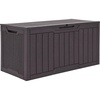 image:imageYITAHOME 32 Gallon Rattan Deck Box Indoor Outdoor Storage Box for Patio Furniture Pool Accessories Cushions Garden Tools Sports Equipment Waterproof Resin with Lockable Lid amp Side HandlesBrownDark Brown