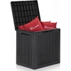 image:imageYITAHOME 32 Gallon Rattan Deck Box Indoor Outdoor Storage Box for Patio Furniture Pool Accessories Cushions Garden Tools Sports Equipment Waterproof Resin with Lockable Lid amp Side HandlesBrownBlack