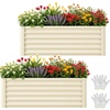 image:imageYITAHOME 8x4x2ft 2pcs Large Raised Garden Bed Galvanized Metal Planter Box with Gloves Ground Nails Support Rod amp Safety Rubber Outdoor Above Ground Planters for Plants Vegetables Flowers SilverCream Yellow