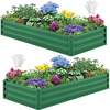 image:imageYITAHOME 8x4x2ft 2pcs Large Raised Garden Bed Galvanized Metal Planter Box with Gloves Ground Nails Support Rod amp Safety Rubber Outdoor Above Ground Planters for Plants Vegetables Flowers SilverGreen