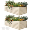 image:imageYITAHOME 8x4x2ft 2pcs Large Raised Garden Bed Kit Galvanized Metal Planter Box with Gloves amp Safety Rubber Outdoor Above Ground Planters for Plants Vegetables Flowers Cream Yellow