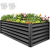image:imageYITAHOME 8x4x3ft Large Raised Garden Bed Kit Galvanized Metal Planter Box with Gloves Support Rod amp Safety Rubber Outdoor Above Ground Planters for Plants Vegetables Flowers Black