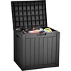 image:imageYITAHOME Large Deck Box 120 Gallon Resin Outdoor Storage Box wSlideLocking Black Lid Patio Storage Bin for Outdoor Pillows Garden Tools and Pool Supplies Waterproof Lockable GrayishWhiteBlack
