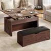 image:imageYITAHOME Lift Top Coffee Table Set with Storage Ottoman Bench amp Wheels 4 in 1 Convertible Dinning Center Tables with Hidden Compartment Farmhouse Coffee Tables for Living Room Furniture Brown TopWalnut