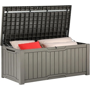 image:imageYITAHOME 31 Gallon Outdoor Storage Box Resin Deck Box and Waterproof Package Delivery Box for Gardening Tools Pool Supplies Patio Furniture Lockable BlackLight Brown