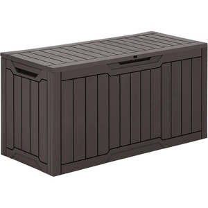 image:imageYITAHOME 31 Gallon Outdoor Storage Box Resin Deck Box and Waterproof Package Delivery Box for Gardening Tools Pool Supplies Patio Furniture Lockable BlackDark Brown