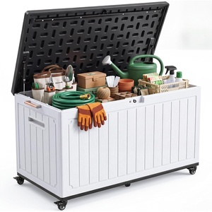 image:imageYITAHOME 32 Gallon Deck Box Resin Storage with Lockable Lid amp Side Handles Indoor Outdoor Small Container for Patio Cushion Garden Pool Accessories Backyard Furniture Water ResistantWhite  Black