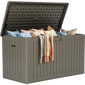 image:imageYITAHOME 32 Gallon Deck Box Resin Storage with Lockable Lid amp Side Handles Indoor Outdoor Small Container for Patio Cushion Garden Pool Accessories Backyard Furniture Water ResistantLight Brown