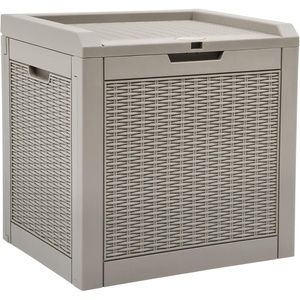 image:imageYITAHOME 32 Gallon Rattan Deck Box Indoor Outdoor Storage Box for Patio Furniture Pool Accessories Cushions Garden Tools Sports Equipment Waterproof Resin with Lockable Lid amp Side HandlesBrownBrown