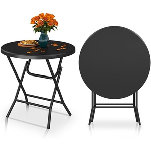 image:imageYITAHOME 32 Inch Round Folding Table for OutdoorIndoor Lightweight Foldable Table wThick Table Top and Sturdy Metal Frame Ideal for Patio Backyard Dining Room Events BlackBlack