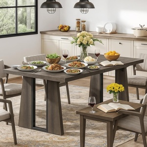 image:imageYITAHOME 70 Dining Table for 610 People Farmhouse Rectangular Kitchen Table with Thick Base for Dining Room Living Room and Kitchen Dark WalnutGrey