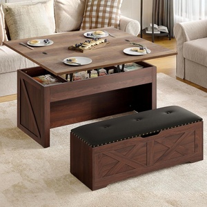 image:imageYITAHOME Lift Top Coffee Table Set with Storage Ottoman Bench amp Wheels 4 in 1 Convertible Dinning Center Tables with Hidden Compartment Farmhouse Coffee Tables for Living Room Furniture Brown TopWalnut