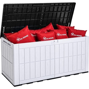 image:imageYITAHOME Outdoor Storage Box 45 Gallon Waterproof Resin Deck Box Lockable Organizer for Patio Poolside Deck Cushions Throw Pillows Garden Tools BlackBlack  GrayishWhite
