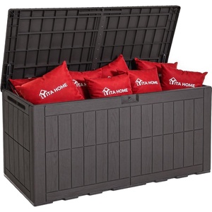 image:imageYITAHOME Outdoor Storage Box 45 Gallon Waterproof Resin Deck Box Lockable Organizer for Patio Poolside Deck Cushions Throw Pillows Garden Tools BlackDark Brown