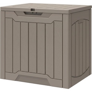 image:imageYITAHOME Outdoor Storage Box 45 Gallon Waterproof Resin Deck Box Lockable Organizer for Patio Poolside Deck Cushions Throw Pillows Garden Tools BlackTaupe