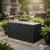 image:imageYITAHOME 100 Gallon Large Outdoor Deck Box Waterproof Resin Storage Box Lockable Indoor Outdoor Storage Container for Patio Furniture Cushions Pool Accessories Garden Tools WhiteBlack Rattan