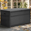 image:imageYITAHOME 100 Gallon Large Outdoor Deck Box Waterproof Resin Storage Box Lockable Indoor Outdoor Storage Container for Patio Furniture Cushions Pool Accessories Garden Tools WhiteBlack Rattan