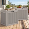 image:imageYITAHOME 100 Gallon Large Outdoor Deck Box Waterproof Resin Storage Box Lockable Indoor Outdoor Storage Container for Patio Furniture Cushions Pool Accessories Garden Tools WhiteBrown