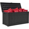 image:imageYITAHOME 100 Gallon Large Outdoor Deck Box Waterproof Resin Storage Box Lockable Indoor Outdoor Storage Container for Patio Furniture Cushions Pool Accessories Garden Tools WhiteBlack Rattan