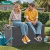 image:imageYITAHOME 100 Gallon Large Outdoor Deck Box Waterproof Resin Storage Box Lockable Indoor Outdoor Storage Container for Patio Furniture Cushions Pool Accessories Garden Tools WhiteDark Gray