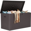 image:imageYITAHOME 100 Gallon Large Outdoor Deck Box Waterproof Resin Storage Box Lockable Indoor Outdoor Storage Container for Patio Furniture Cushions Pool Accessories Garden Tools WhiteBrown
